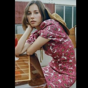 Zara floral printed balloon sleeve mini dress small